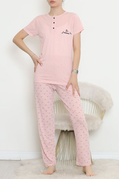 Düğmeli Pijama Takımı Pudra2 - 704.1287.