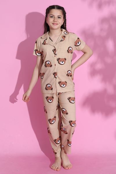 4-13 Yaş Çocuk Pijama Takımı Açıkkahve - 403.1287.