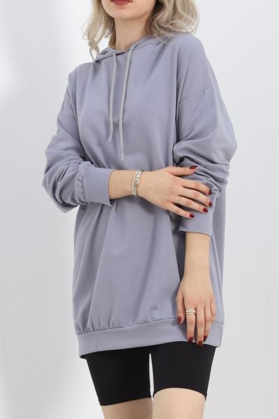 Oversize Kapşonlu Sweat Gri - 1492.1095.