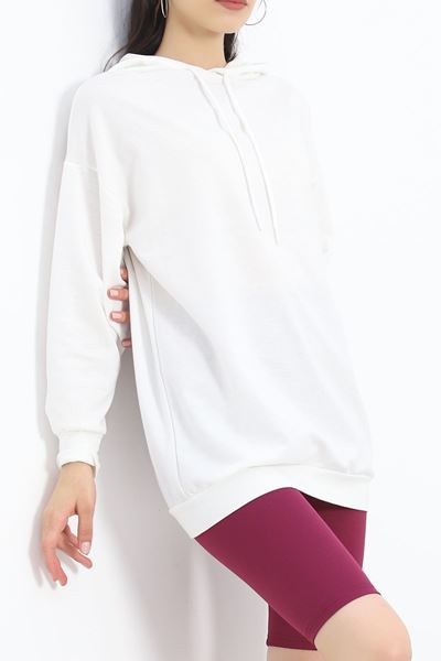 Oversize Kapşonlu Sweat Ekru - 1492.1095.