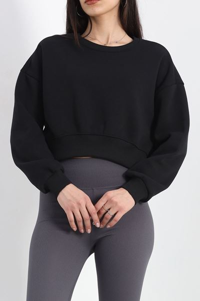 Şardonlu Crop Sweat Siyah - 3094.275.