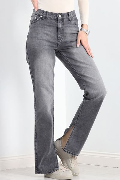 Paça Yırtmaçlı Straight Jean Füme - 20633.1590.