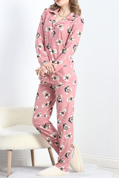 Süet Pijama Takımı Pembekahve - 40003.1049.