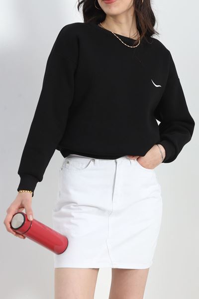 3 İplik Baskılı Unisex Sweat Siyah - 30190.1878.