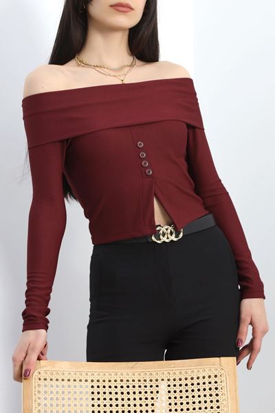 Madonna Yaka Crop Bluz Bordo - 40018.1247.