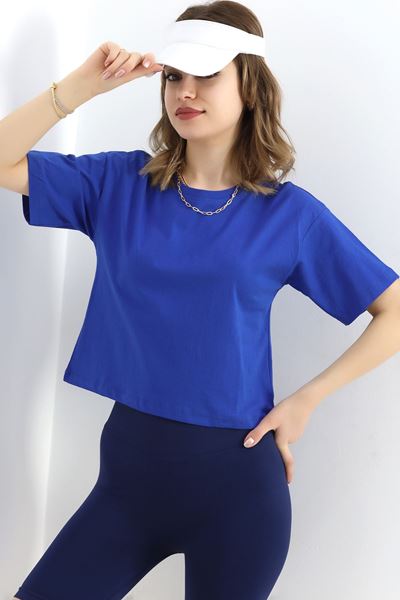 Süprem Crop Tişört Saks - 3648.1567.