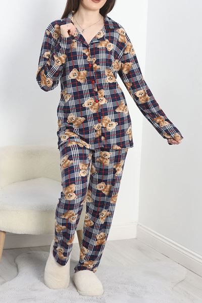 Düğmeli Süet Pijama Takımı Lacibej - 30244.1050.