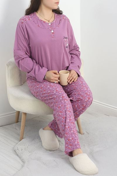 Büyük Beden Süprem Pijama Takımı Lila - 40238.1902.