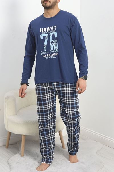 Baskılı Erkek Pijama Takımı Lacivert - 40293.1838.