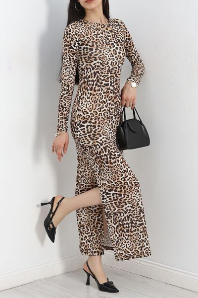 Desenli Maxi Elbise Leopar - 40437.1966.