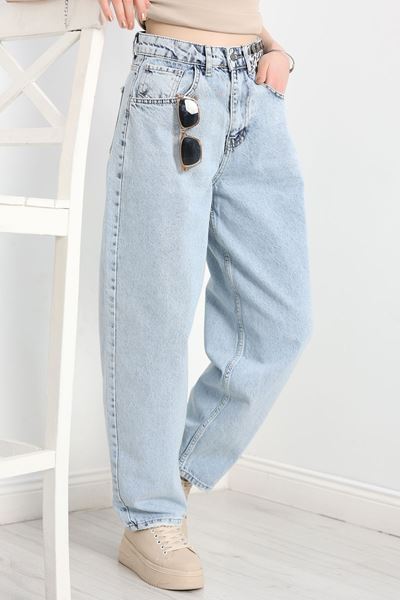 Leopar Detay Baggy Kot Pantolon Buzmavi - 30540.1975.