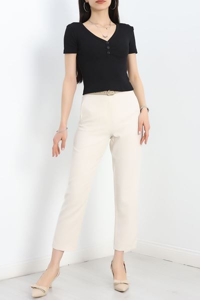Düğme Detay V Yaka Body Siyah - 70058.599.