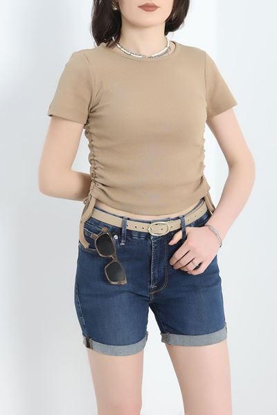Bisiklet Yaka Yanları Büzgülü Body Sütlükahve - 70049.599.