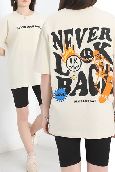 Baskılı Oversize Tişört Vizonsiyah - 40637.1872.