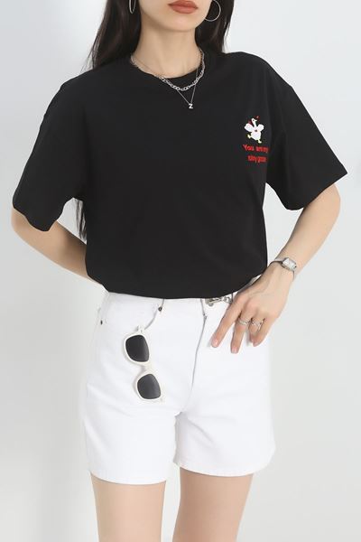 Baskılı Oversize Tişört Siyahkırmızı1 - 40637.1872.