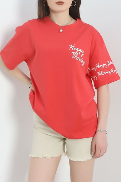 Baskılı Oversize Tişört Fuşya - 40637.1872.