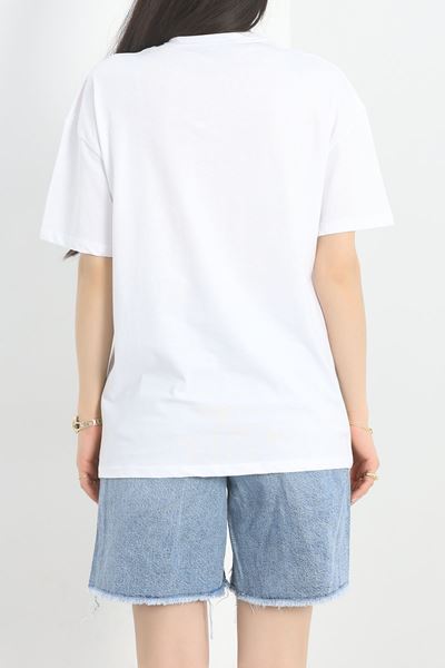 Baskılı Oversize Tişört Beyazindigo - 40649.1872.